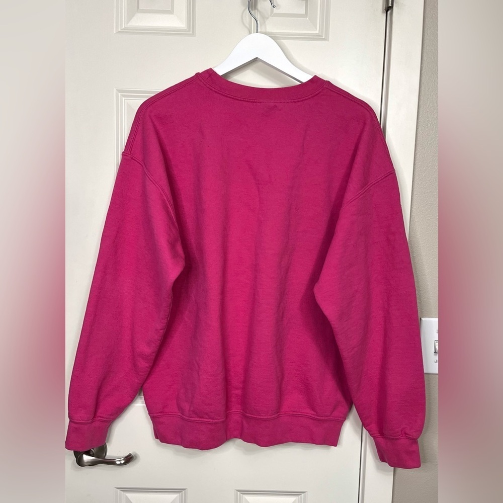 Gildan Hot Pink Crewneck with ‘Mascara Leggings Leopard Done’ Print - Picture 2 of 5